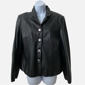 Leather Women’s Mother of Pearl Button Front Lined Blazer Jacket